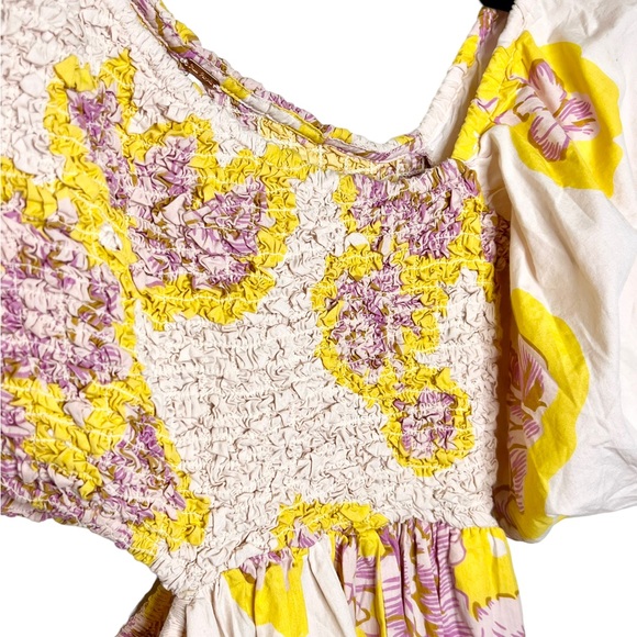 NEW Free People Kalina Printed Floral Cut-out Women Midi Dress Lilac/Yellow - Picture 7 of 10